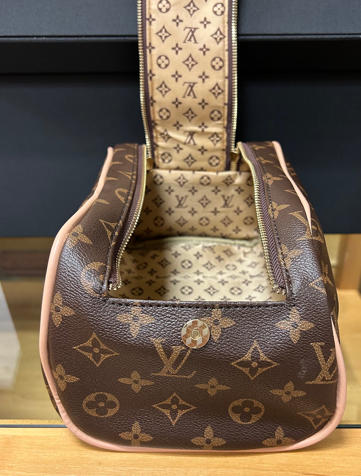 Brown flower Toiletry Bag